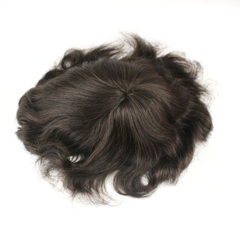 Voloria Men's Toupee 3# Brown 100% Human Hair System Mono with PU Toupee for Men Hair System 10X8inch Hair Replacement
