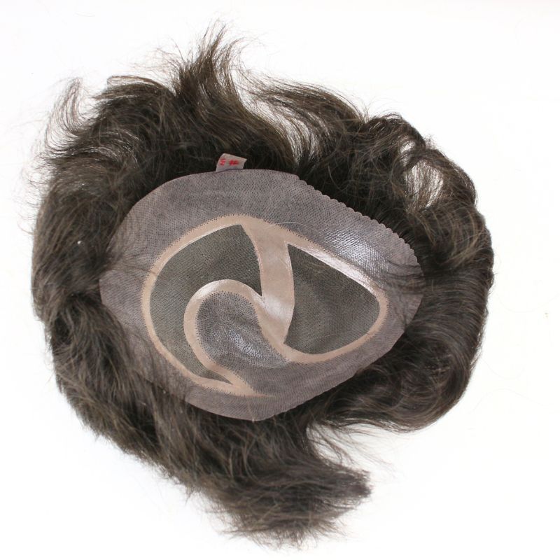 Voloria Men's Toupee 3# Brown 100% Human Hair System Mono with PU Toupee for Men Hair System 10X8inch Hair Replacement