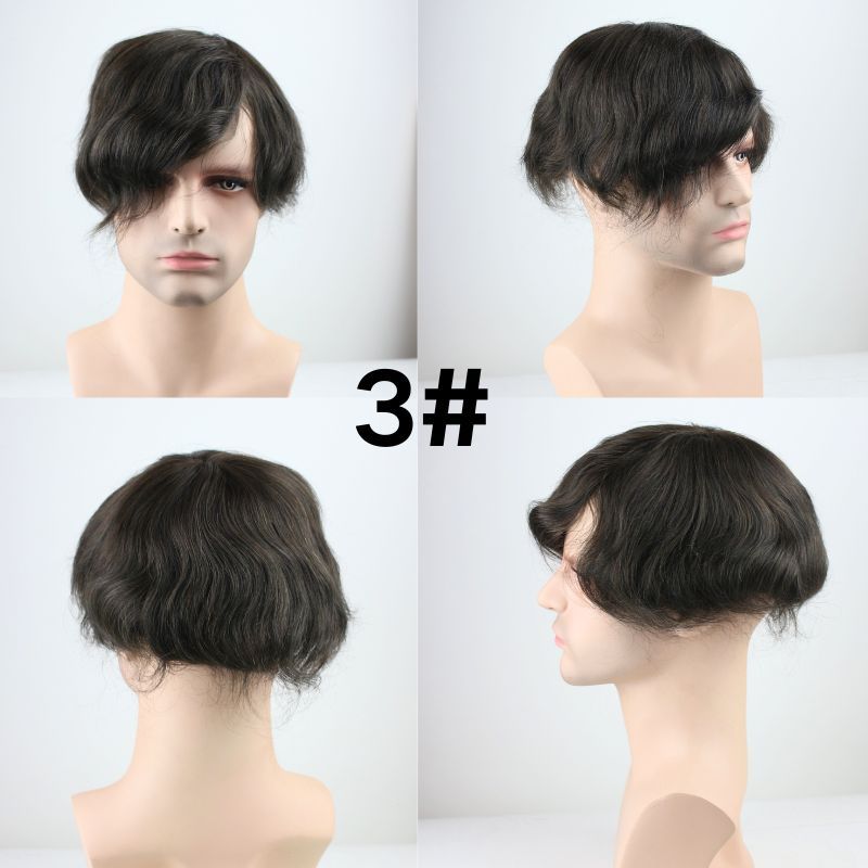 Voloria Men's Toupee 3# Brown 100% Human Hair System Mono with PU Toupee for Men Hair System 10X8inch Hair Replacement