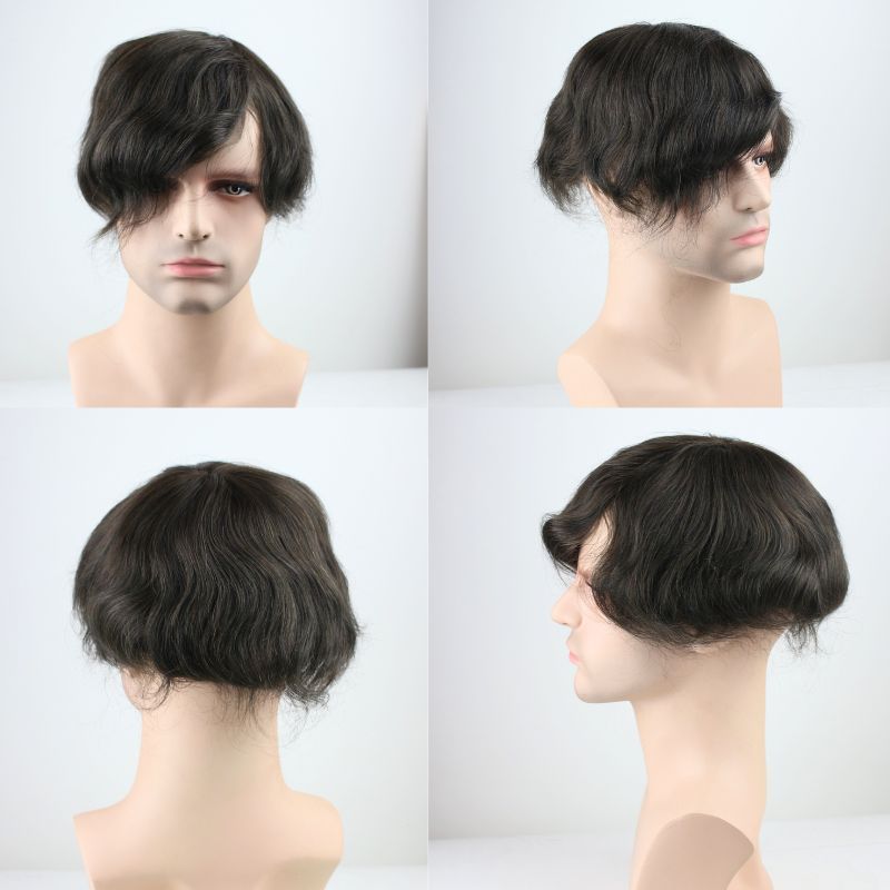 Voloria Men's Toupee 3# Brown 100% Human Hair System Mono with PU Toupee for Men Hair System 10X8inch Hair Replacement