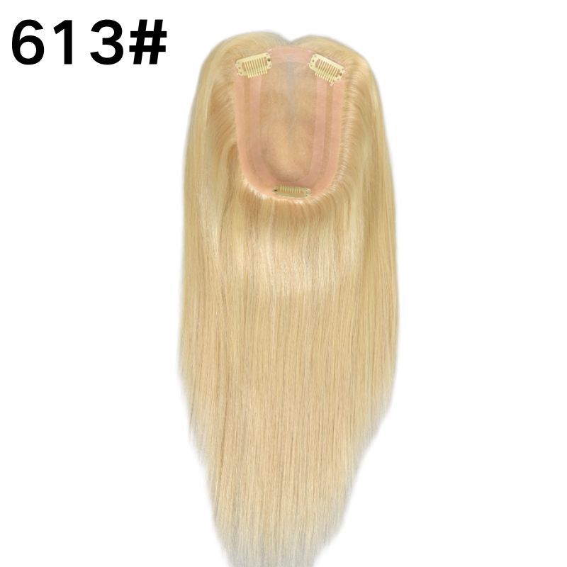613 Blonde Color  Mono Lace with PU European Human Hair Topper With Clips In Toupee for Women 4x 6 inch Closure Wigs for Woman 12 Inch