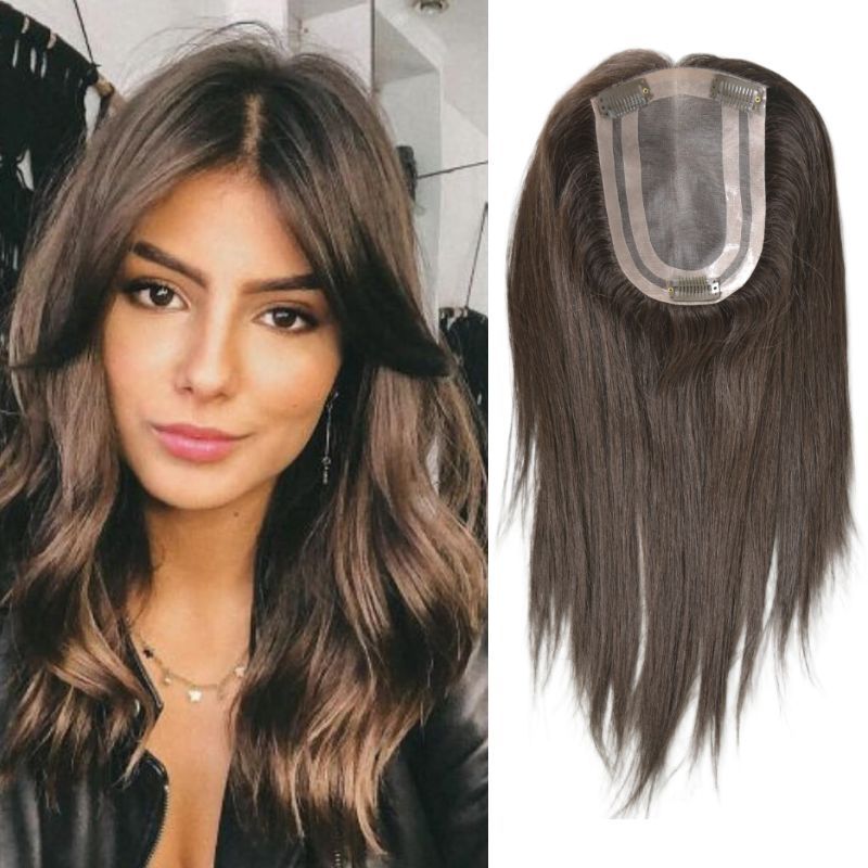 613 Blonde Color  Mono Lace with PU European Human Hair Topper With Clips In Toupee for Women 4x 6 inch Closure Wigs for Woman 12 Inch