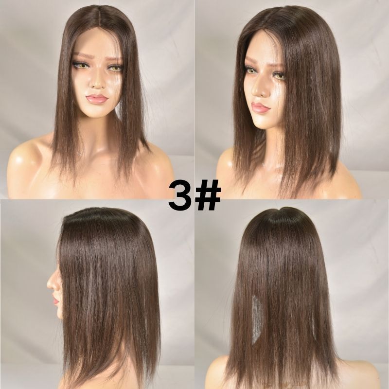 613 Blonde Color  Mono Lace with PU European Human Hair Topper With Clips In Toupee for Women 4x 6 inch Closure Wigs for Woman 12 Inch