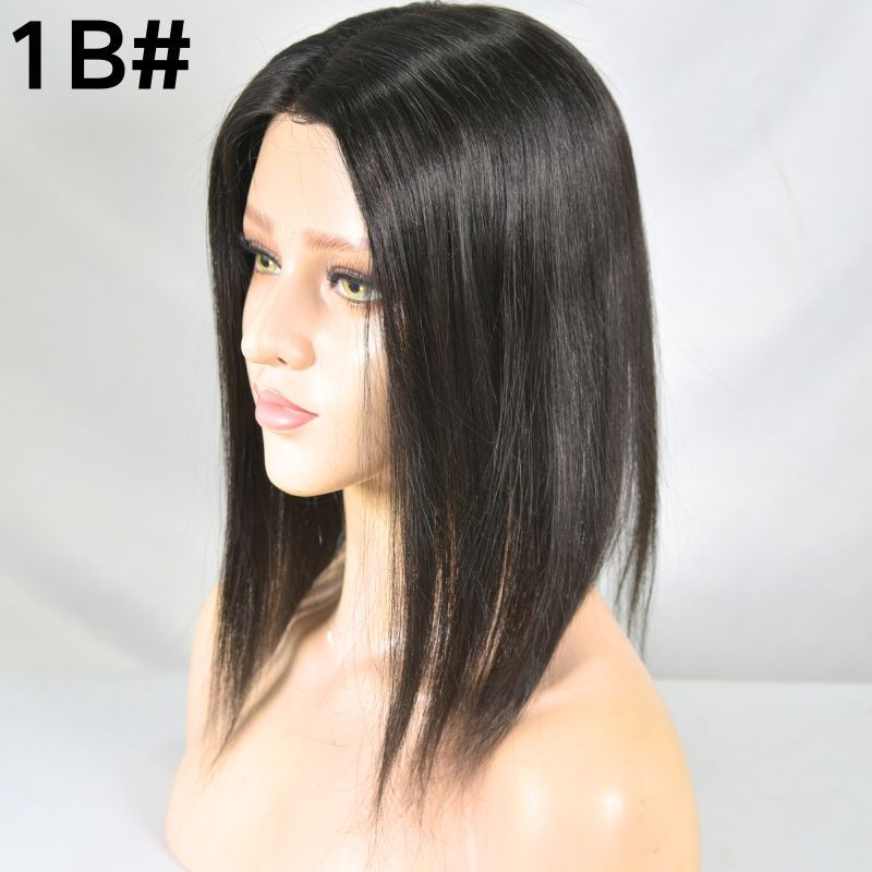Women Toupee 3# Brown Color Mono Lace with PU European Human Hair Topper With Clips In Toupee for Women 4x6 inch Closure Wigs for Woman 12 Inch