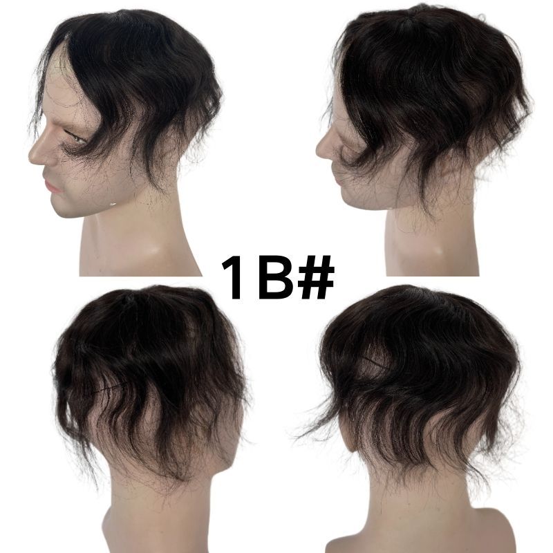 Side or Back Hair Patches for Men Thin Skin PU Bald Spot Hair Patches Toupee For Men for Covering Bald Spot On Head 8CM X 8CM V-Looped Hair Piece