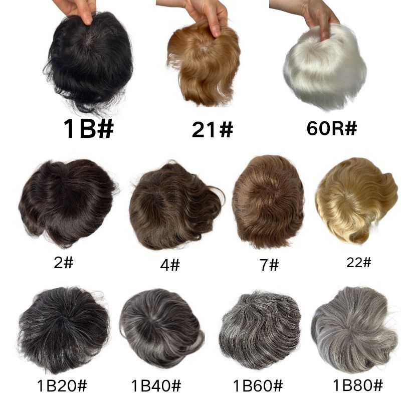 Side or Back Hair Patches for Men Thin Skin PU Bald Spot Hair Patches Toupee For Men for Covering Bald Spot On Head 8CM X 8CM V-Looped Hair Piece