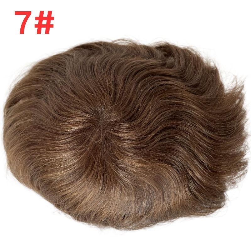 Side or Back Hair Patches for Men Thin Skin PU Bald Spot Hair Patches Toupee For Men for Covering Bald Spot On Head 8CM X 8CM V-Looped Hair Piece