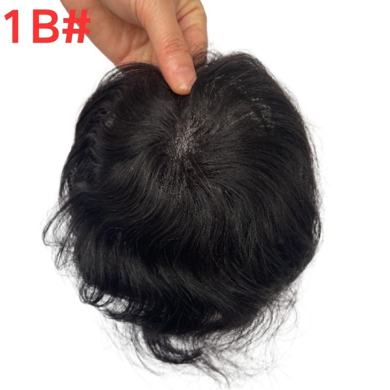 Side or Back Hair Patches for Men Thin Skin PU Bald Spot Hair Patches Toupee For Men for Covering Bald Spot On Head 8CM X 8CM V-Looped Hair Piece