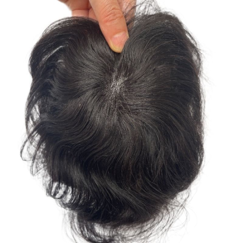 Side or Back Hair Patches for Men Thin Skin PU Bald Spot Hair Patches Toupee For Men for Covering Bald Spot On Head 8CM X 8CM V-Looped Hair Piece