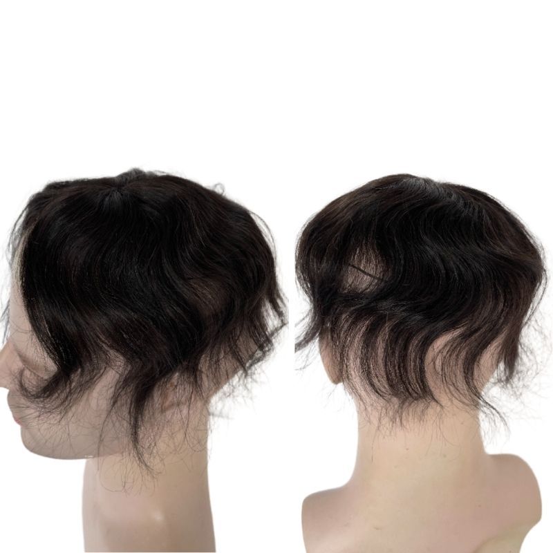 Side or Back Hair Patches for Men Thin Skin PU Bald Spot Hair Patches Toupee For Men for Covering Bald Spot On Head 8CM X 8CM V-Looped Hair Piece