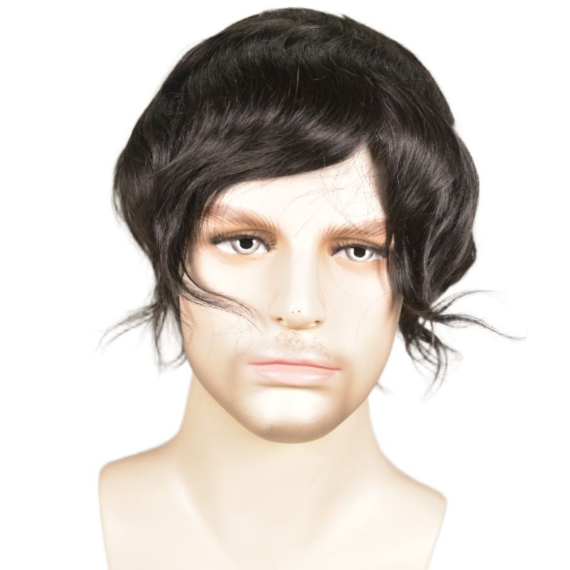 Voloria Hair Men's Toupee Mono Base with PU 100% Indian Human Hair System NPU 8x6 8x7 9x7 10x8 inch Base Size Toupee for Men Natural Black Hair
