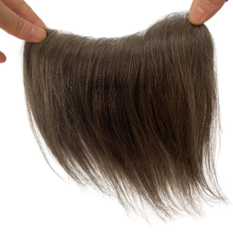 Men Frontal Hairline Toupee 100% Human Hair Skin PU Man Hairpieces Topper For Natural Hairline Replaceme #4 Medium Brown Color Toupee For Men Replacement System V Frontal Toupee 4x18CM