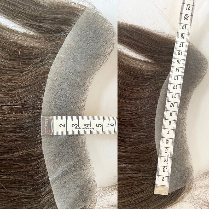 Men Frontal Hairline Toupee 100% Human Hair Skin PU Man Hairpieces Topper For Natural Hairline Replaceme #4 Medium Brown Color Toupee For Men Replacement System V Frontal Toupee 4x18CM