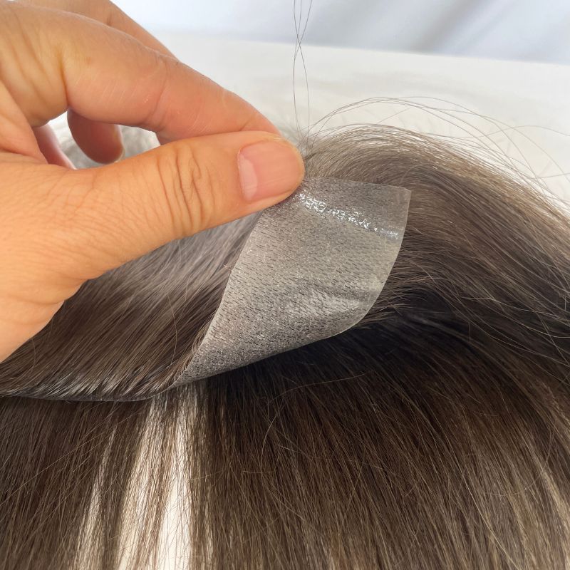 Men Frontal Hairline Toupee 100% Human Hair Skin PU Man Hairpieces Topper For Natural Hairline Replaceme #4 Medium Brown Color Toupee For Men Replacement System V Frontal Toupee 4x18CM