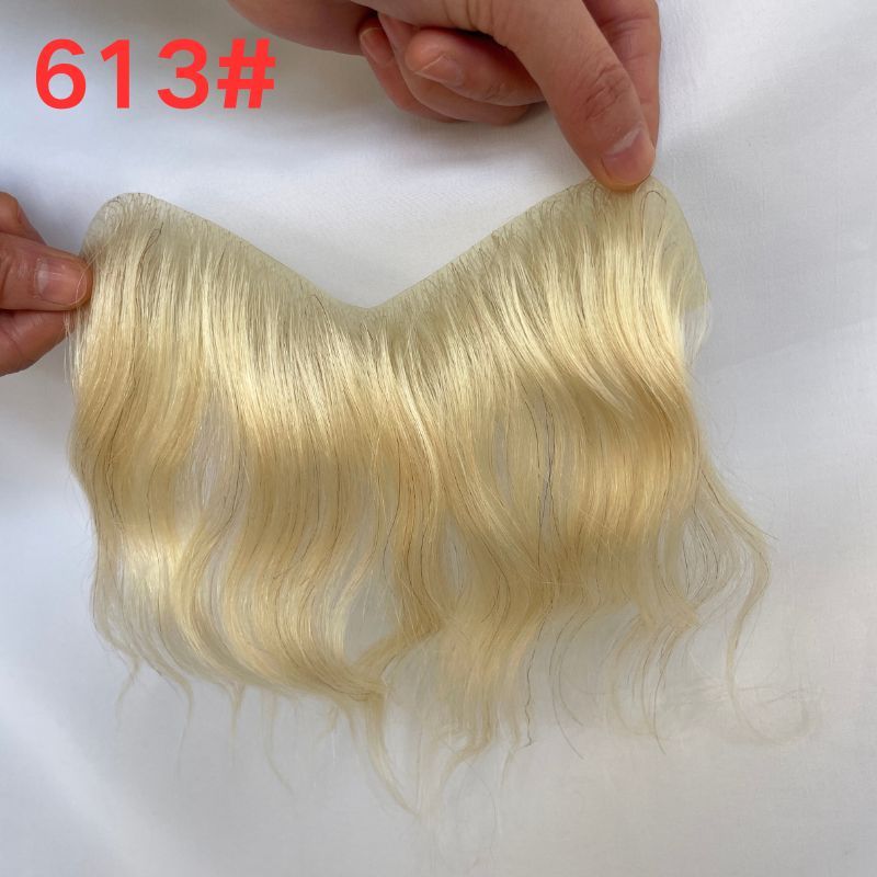 Men Frontal Hairline Toupee 100% Human Hair Skin PU Man Hairpieces Topper For Natural Hairline #4 Medium Brown Color Toupee For Men Replacement System V Frontal Toupee 4x18CM