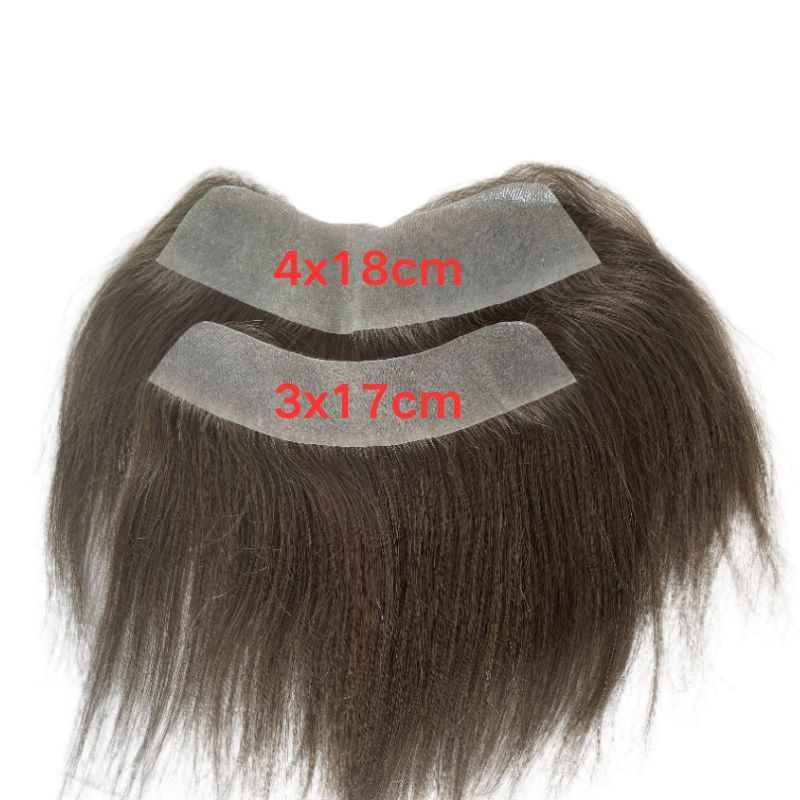 Men Frontal Hairline Toupee 100% Human Hair Skin PU Man Hairpieces Topper For Natural Hairline Replaceme #2 Dark Brown Color Toupee For Men Replacement System V Frontal Toupee 4x18CM