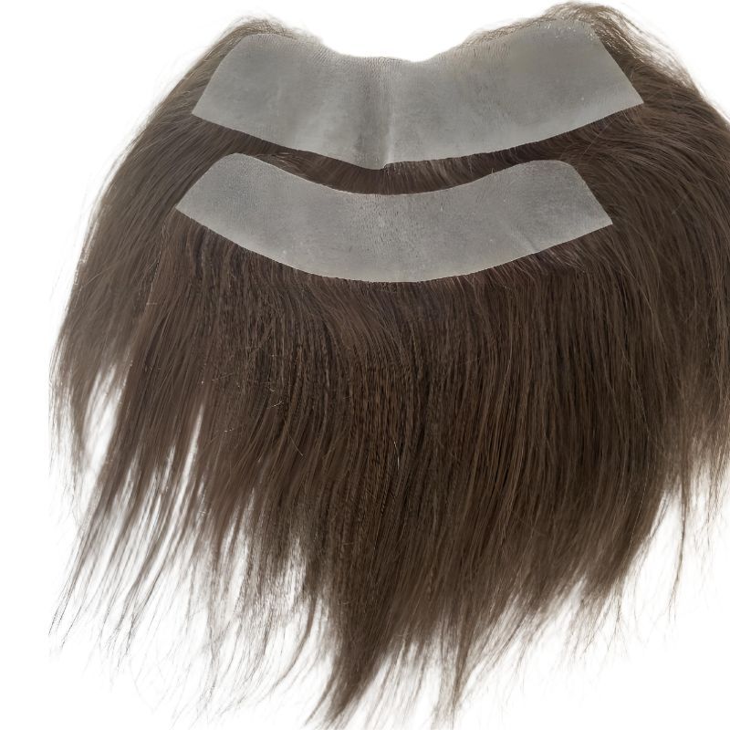 Men Frontal Hairline Toupee 100% Human Hair Skin PU Man Hairpieces Topper For Natural Hairline Replaceme #4 Medium Brown Color Toupee For Men Replacement System V Frontal Toupee 4x18CM