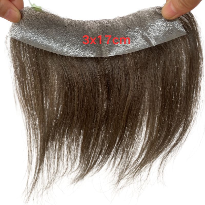 Men Frontal Hairline Toupee 100% Human Hair Skin PU Man Hairpieces Topper For Natural Hairline Replaceme #4 Medium Brown Color Toupee For Men Replacement System V Frontal Toupee 4x18CM