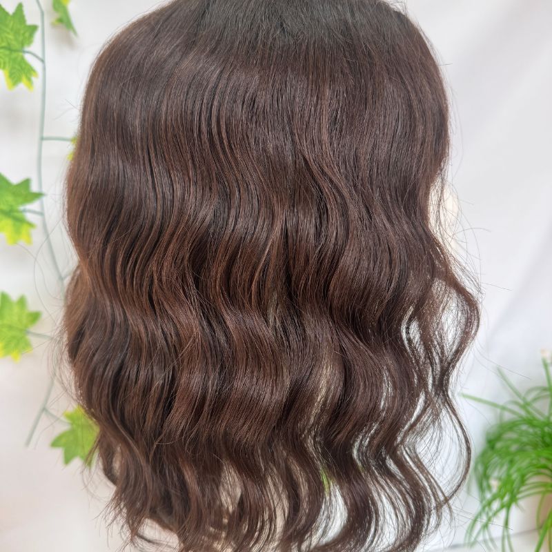 Women Toupee 12A 5x5 Silk Top Based Full Lace Bob Short Wig for Women 100% Human Hair Wigs Glueless Loose Wavy Natural Brown Hair 12 Inch Hair Toppers