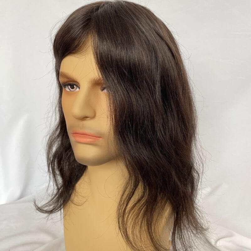 Voloria 12inch Toupee For Man Thin Skin Full PU Men's Hair System Virgin Human Hair 1B Natural Color Replacement System Pieces For Men 10x8inch