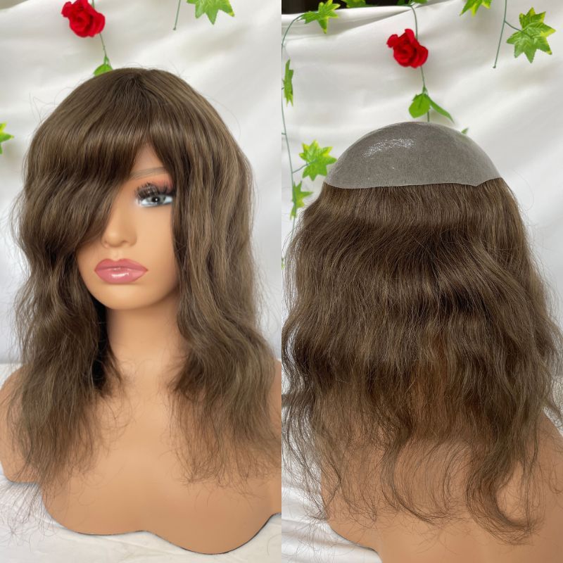 12inch Long Hair Wigs For Women Real Virgin Human Hair Thin Skin Full PU Hair Pieces For Women 10X8 Blonde Color 613 Toupee For Women and Men
