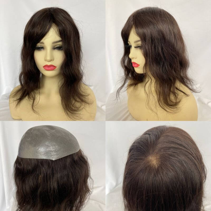 12inch Long Hair Wigs For Women Real Virgin Human Hair Thin Skin Full PU Hair Pieces For Women 10X8 Blonde Color 613 Toupee For Women and Men