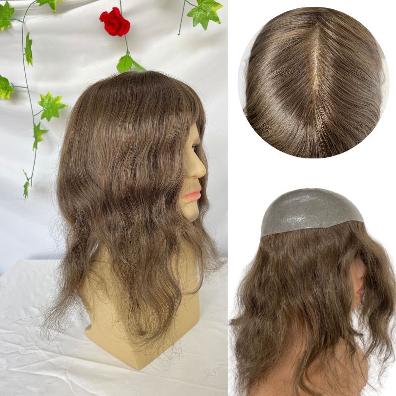 12inch Long Hair Wigs For Women Real Virgin Human Hair Thin Skin Full PU Hair Pieces For Women 10X8 Blonde Color 613 Toupee For Women and Men