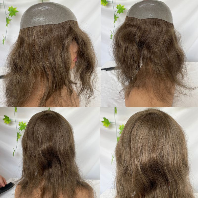 12inch Long Hair Wigs For Women Real Virgin Human Hair Thin Skin Full PU Hair Pieces For Women 10X8 Blonde Color 613 Toupee For Women and Men