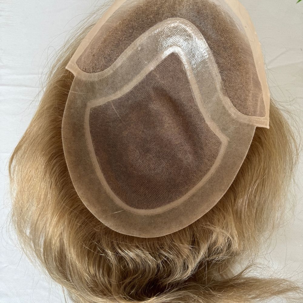 Men's Toupee 10×8 Wigs Human Hair Men's Toupee Mono Lace with PU Base Men's Hair 613 Blonde Color European 100% Human Monofilament Hair System