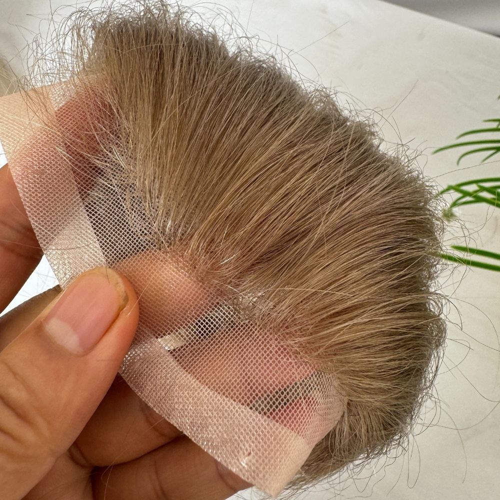 Men's Toupee 10×8 Wigs Human Hair Men's Toupee Mono Lace with PU Base Men's Hair 613 Blonde Color European 100% Human Monofilament Hair System