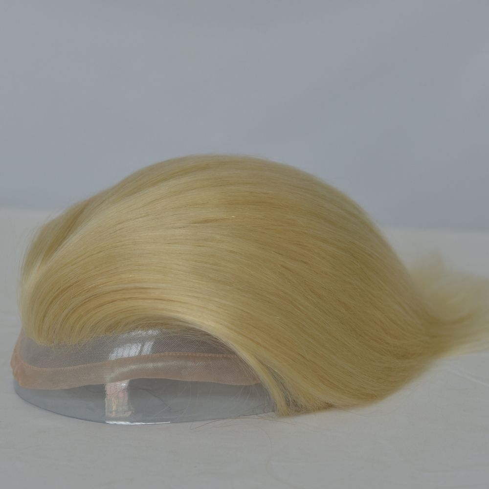 Men's Toupee 10×8 Wigs Human Hair Men's Toupee Mono Lace with PU Base Men's Hair 613 Blonde Color European 100% Human Monofilament Hair System