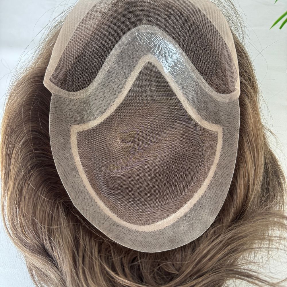 Men's Toupee 10×8 Wigs Human Hair Men's Toupee Mono Lace with PU Base Men's Hair 613 Blonde Color European 100% Human Monofilament Hair System