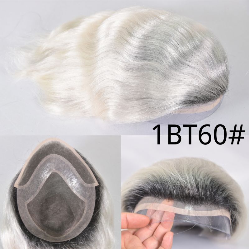 Men's Toupee 10×8 Wigs Human Hair Men's Toupee Mono Lace with PU Base Men's Hair 613 Blonde Color European 100% Human Monofilament Hair System