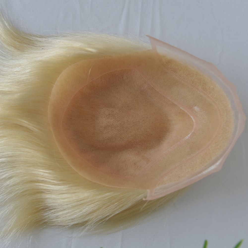 Men's Toupee 10×8 Wigs Human Hair Men's Toupee Mono Lace with PU Base Men's Hair 613 Blonde Color European 100% Human Monofilament Hair System