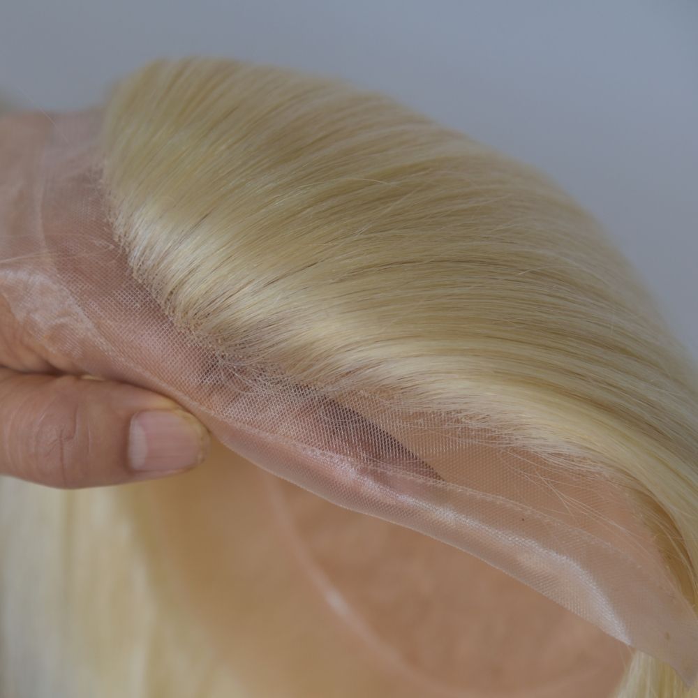 Men's Toupee 10×8 Wigs Human Hair Men's Toupee Mono Lace with PU Base Men's Hair 613 Blonde Color European 100% Human Monofilament Hair System