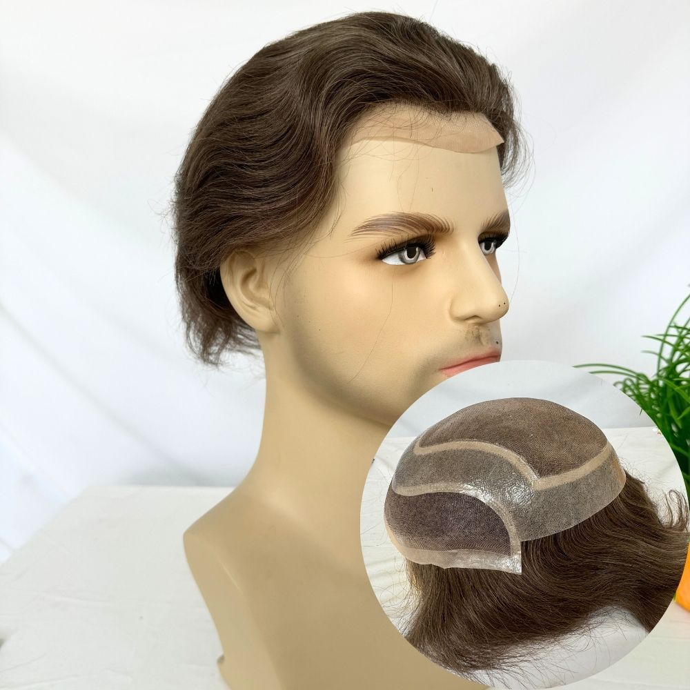 Men's Toupee 10×8 Wigs Human Hair Men's Toupee Mono Lace with PU Base Men's Hair 613 Blonde Color European 100% Human Monofilament Hair System