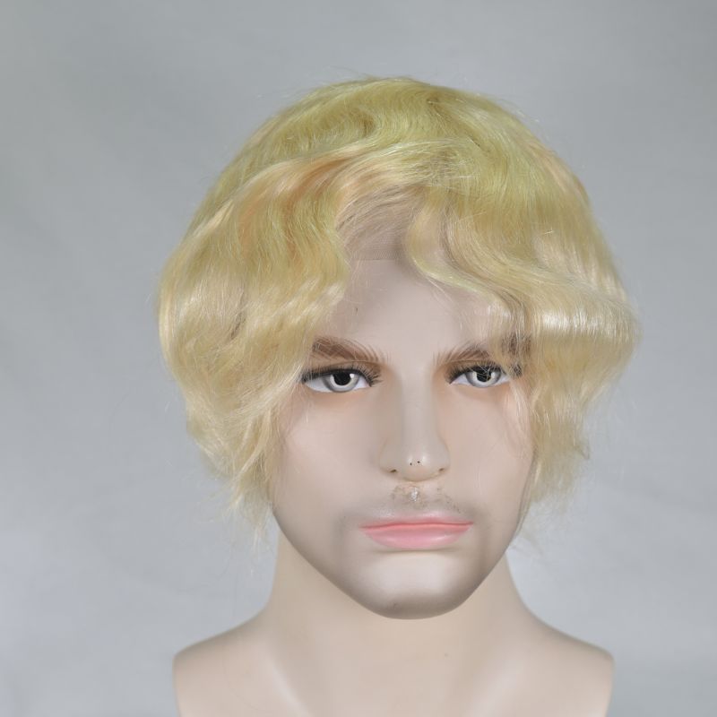 Men's Toupee  French Lace Front  Fine Mono Hairpiece With Lace Front and Skin PU Around Mens Toupee 100% Human Hair Piece Durable Hair System For Men Natural Hairline 8x10