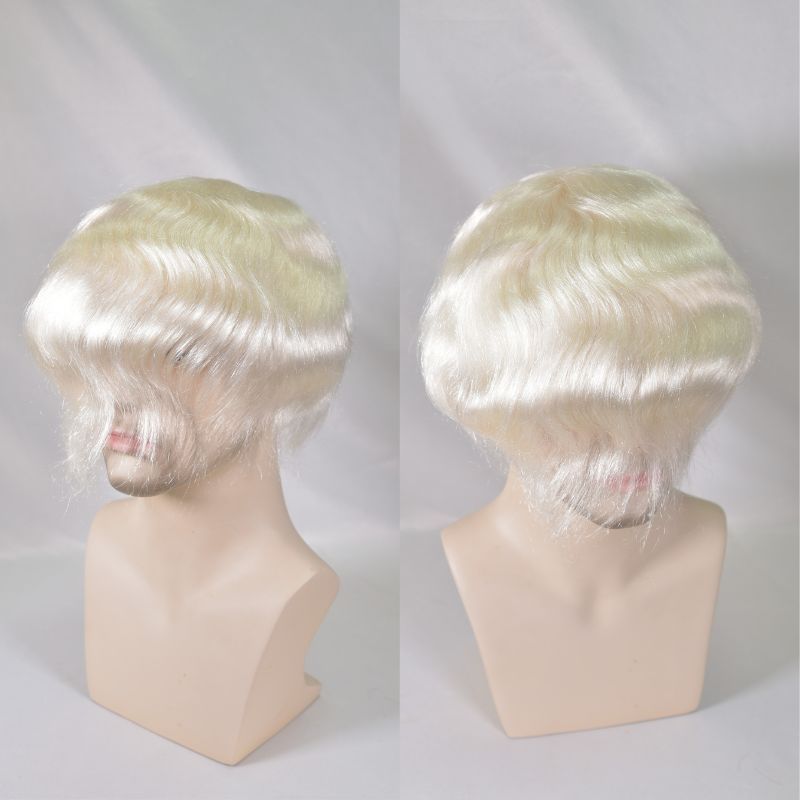 Men's Toupee  French Lace Front  Fine Mono Hairpiece With Lace Front and Skin PU Around Mens Toupee 100% Human Hair Piece Durable Hair System For Men Natural Hairline 8x10