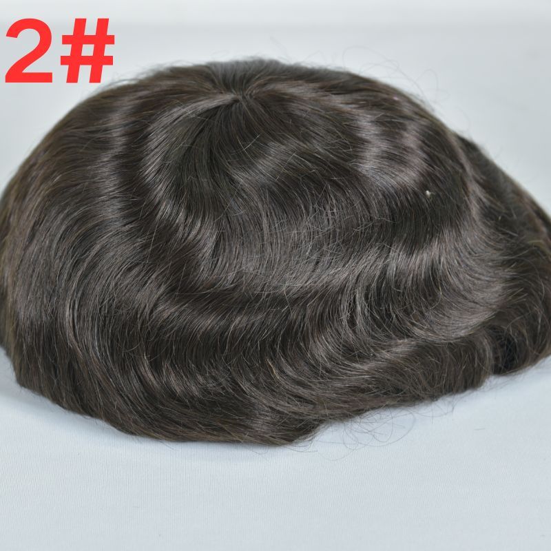 Men's Toupee  French Lace Front  Fine Mono Hairpiece With Lace Front and Skin PU Around Mens Toupee 100% Human Hair Piece Durable Hair System For Men Natural Hairline 8x10
