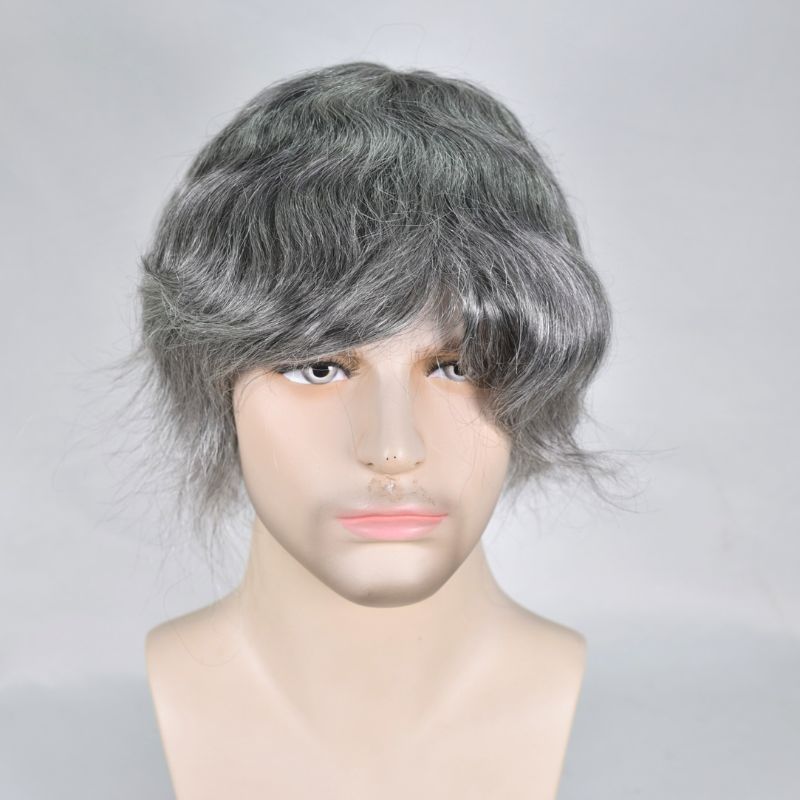 Men's Toupee  French Lace Front  Fine Mono Hairpiece With Lace Front and Skin PU Around Mens Toupee 100% Human Hair Piece Durable Hair System For Men Natural Hairline 8x10