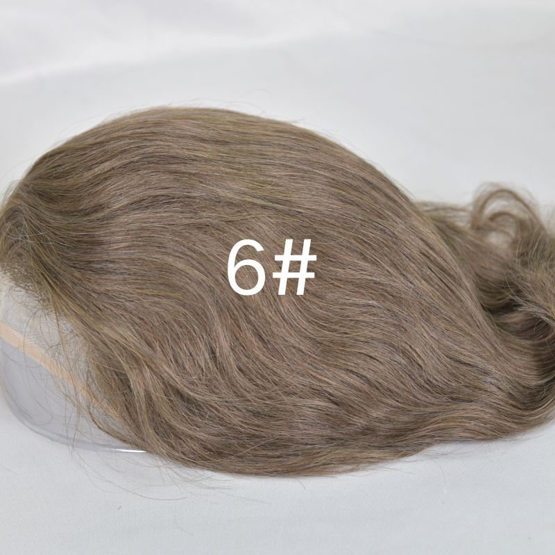 Men Toupee Front Lace with Mono with PU Toupee for Man Human Hair  Monofilament Hair System Replacement 8x10 Base Size 6# Brown Color