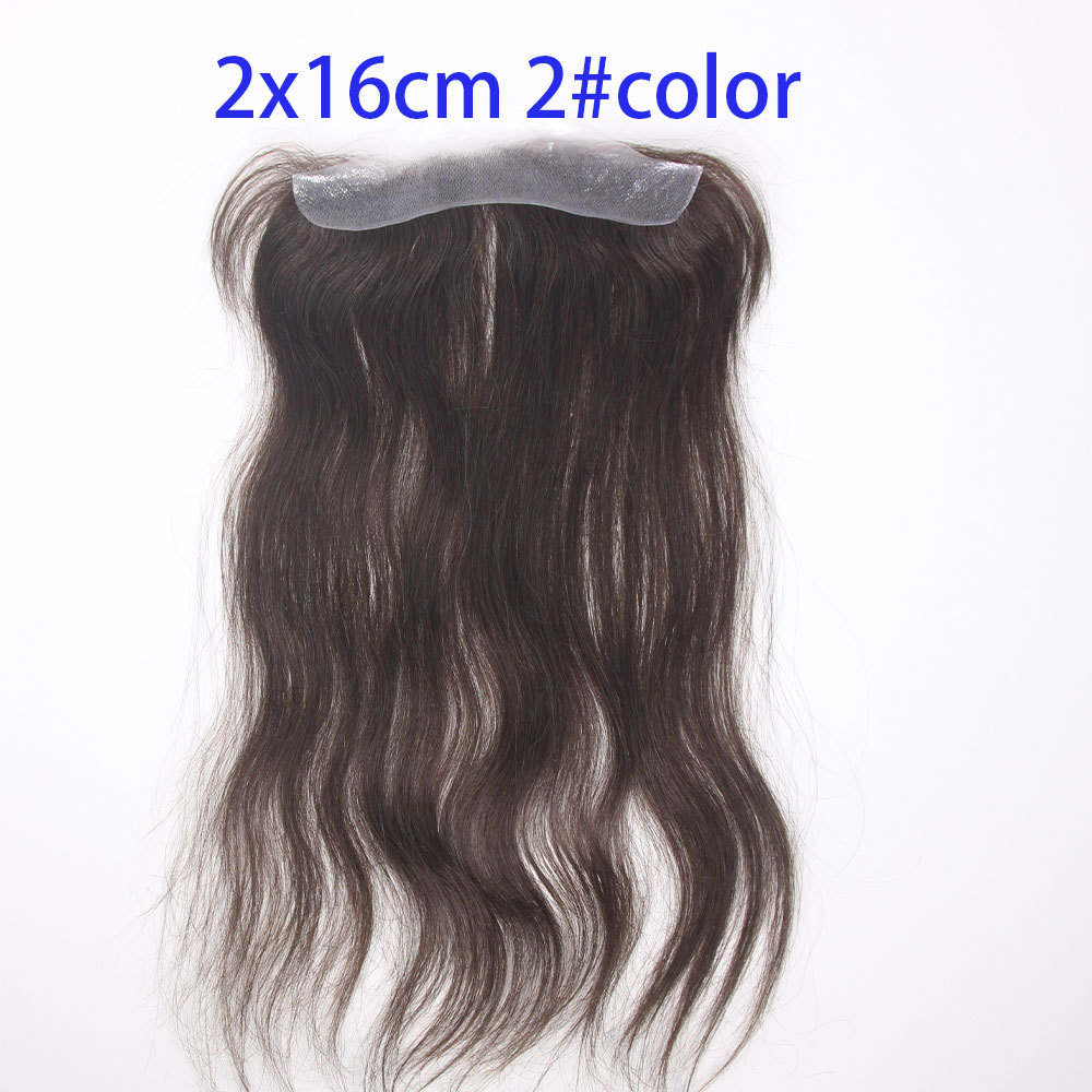 Men and Women Forehead Hairline Toupee 100% Human Hair Skin PU Man Hairpieces 13inch Long Frontal Hair Topper for Receding Natural Hairline Replacement Systems 1B Color 0.78x6.29INCH