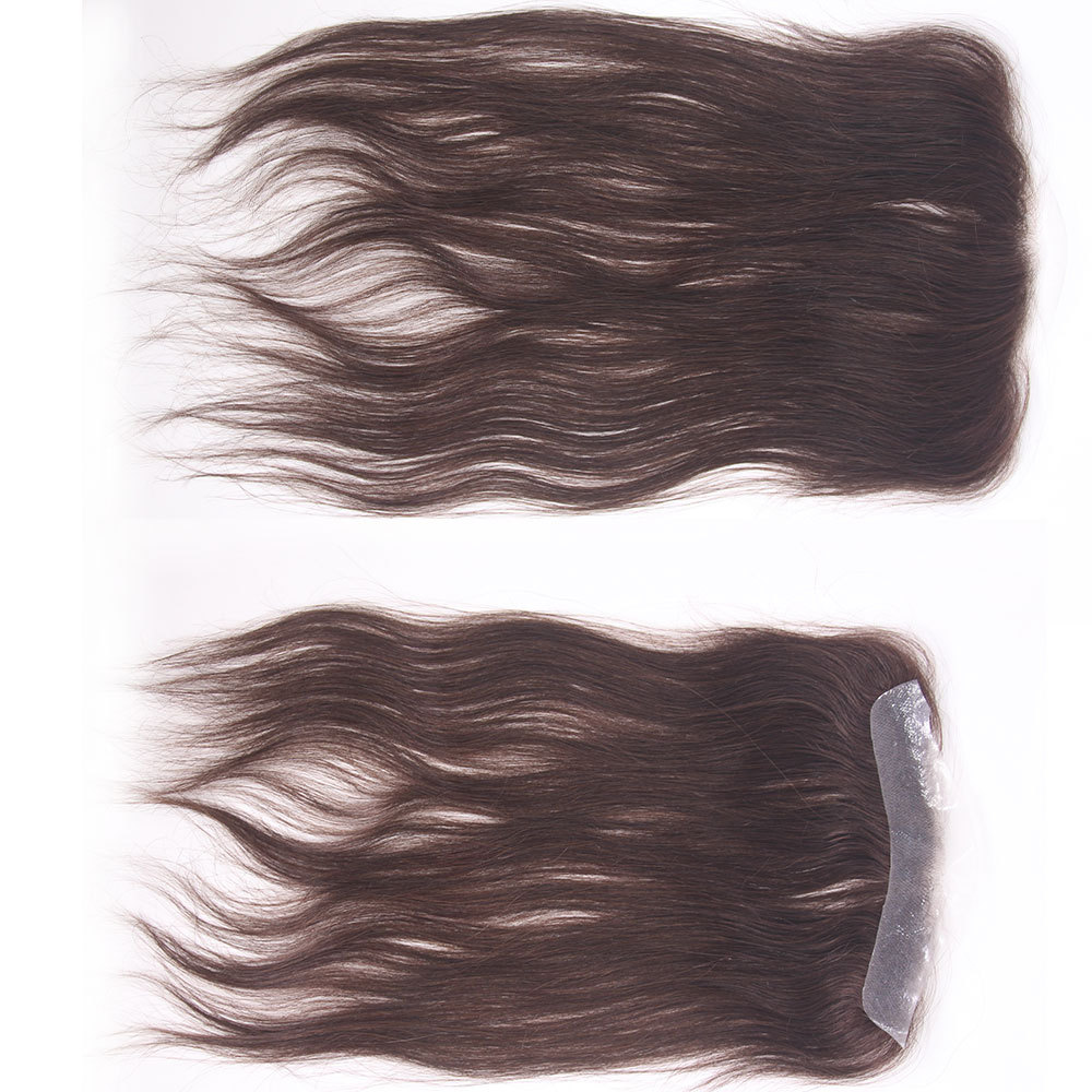 Men and Women Forehead Hairline Toupee 100% Human Hair Skin PU Man Hairpieces 13inch Long Frontal Hair Topper for Receding Natural Hairline Replacement Systems 1B Color 0.78x6.29INCH