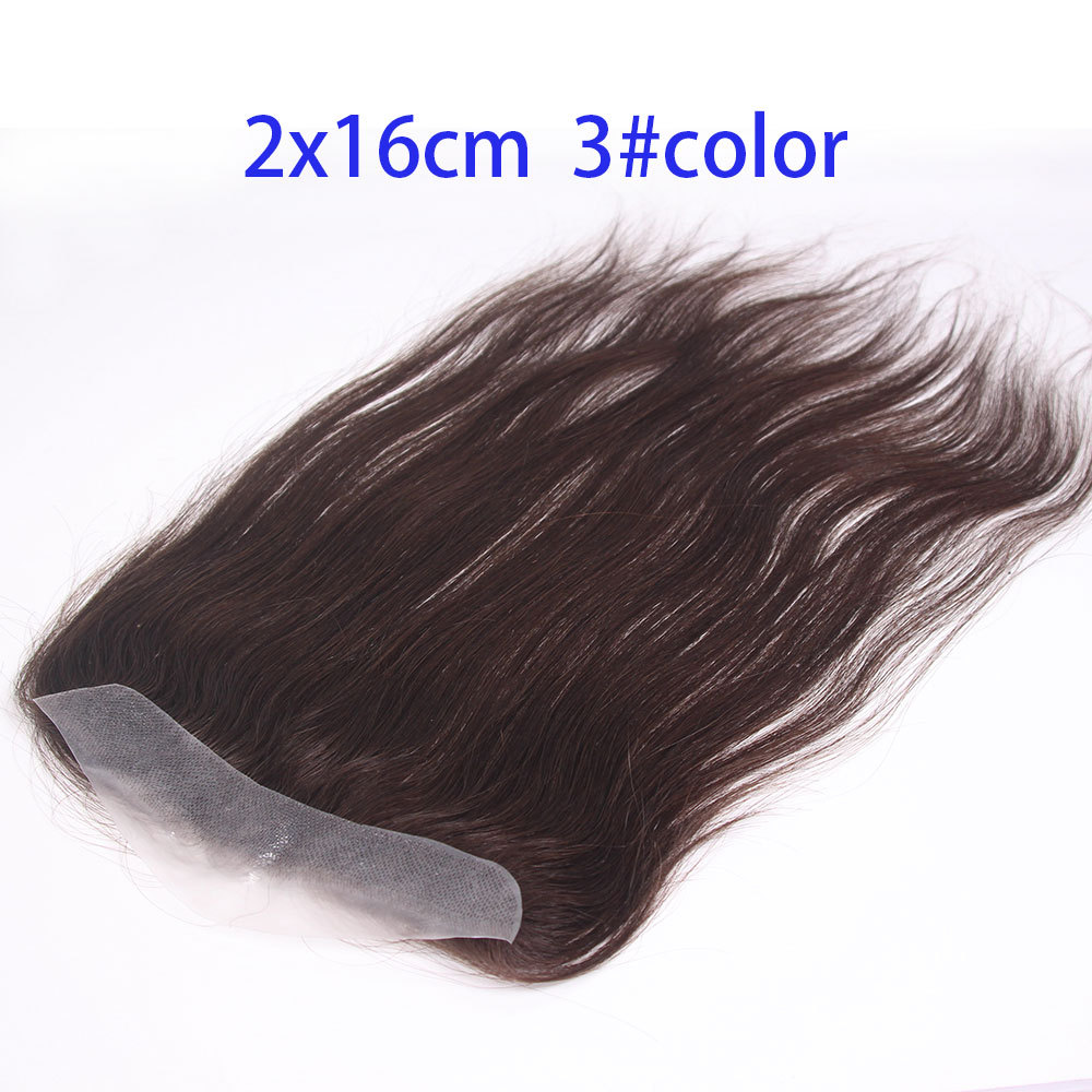 Men and Women Forehead Hairline Toupee 100% Human Hair Skin PU Man Hairpieces 13inch Long Frontal Hair Topper for Receding Natural Hairline Replacement Systems 1B Color 0.78x6.29INCH