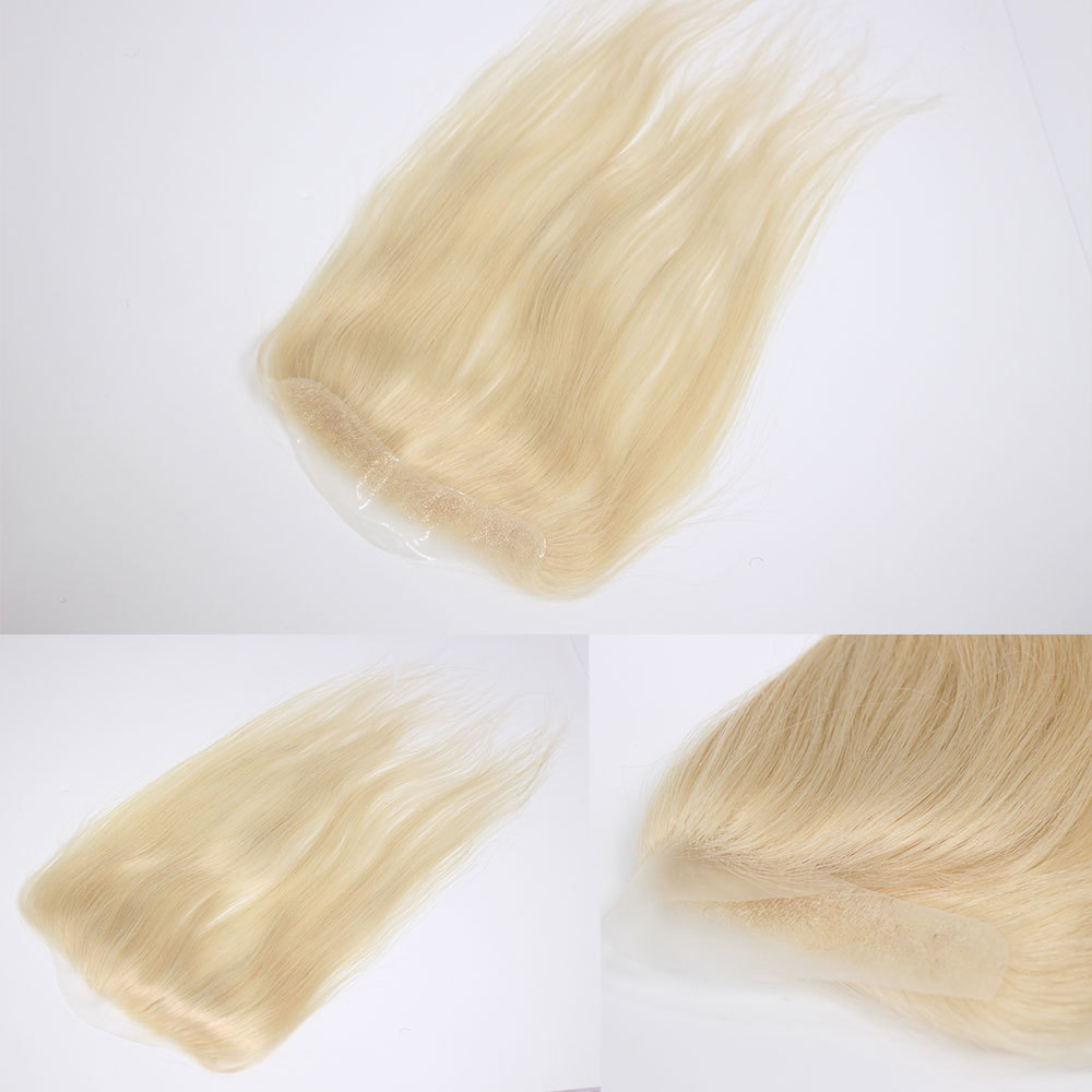 Men and Women Forehead Hairline Toupee 100% Human Hair Skin PU Man Hairpieces 13inch Long Frontal Hair Topper for Receding Natural Hairline Replacement Systems 1B Color 0.78x6.29INCH
