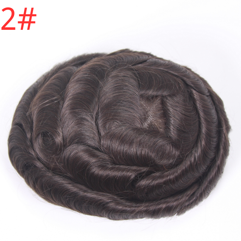 30mm Wavy Men Toupee  0.04-0.06mm Full PU Stock Toupee for  Man 1BT60 White Color  Super Thin Skin Man Hair Transparent Poly Hair System 8x10 Inch Hair Replacement