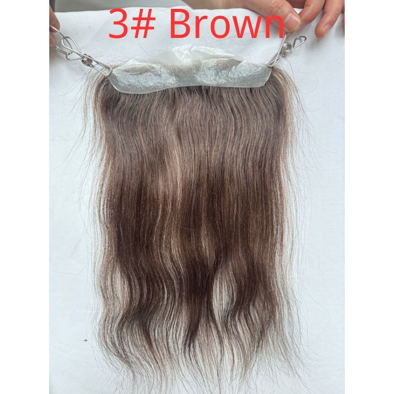 Men and Women Forehead Hairline Toupee 100% Human Hair Skin PU Man Hairpieces 13inch Long Frontal Hair Topper for Receding Natural Hairline Replacement System 1B# Natural Black