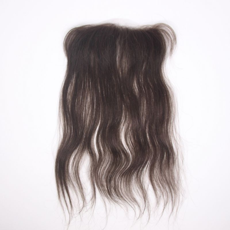 Men and Women Forehead Hairline Toupee 100% Human Hair Skin PU Man Hairpieces 13inch Long Frontal Hair Topper for Receding Natural Hairline Replacement System