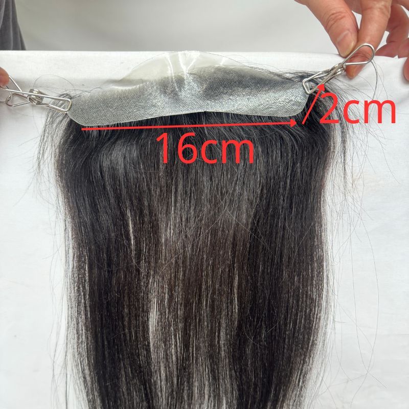 Men and Women Forehead Hairline Toupee 100% Human Hair Skin PU Man Hairpieces 13inch Long Frontal Hair Topper for Receding Natural Hairline Replacement System