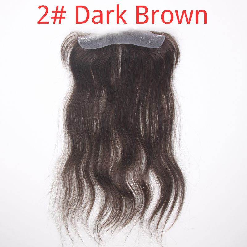 Men and Women Forehead Hairline Toupee 100% Human Hair Skin PU Man Hairpieces 13inch Long Frontal Hair Topper for Receding Natural Hairline Replacement System